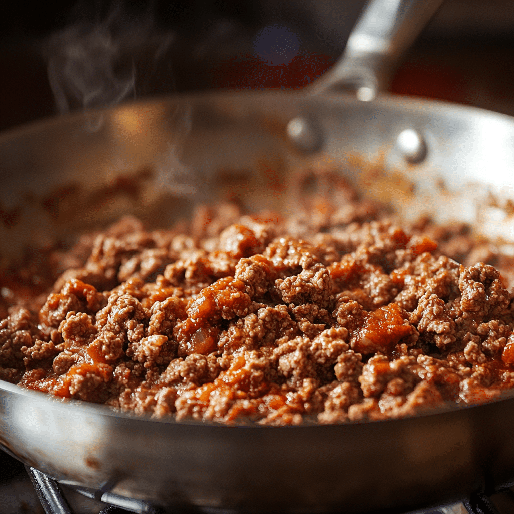 creamy-beef-and-bowtie-pasta-browning browning beef for creamy beef and bowtie pasta