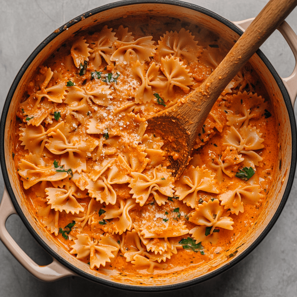 creamy-beef-and-bowtie-pasta-cooking creamy beef and bowtie pasta cooking in one pot