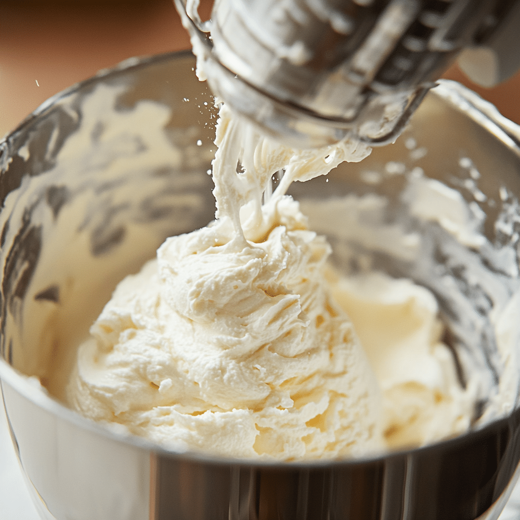 easter-dirt-cake-step1 Mixing cream cheese for Easter dirt cake casserole