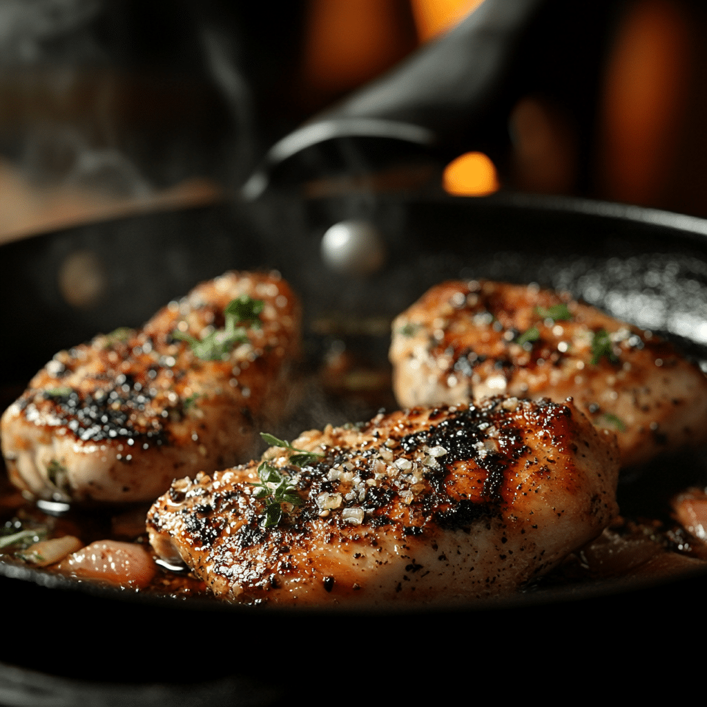 grilled-chicken-for-street-corn-bowl Grilled chicken in skillet for Mexican street corn chicken rice bowl