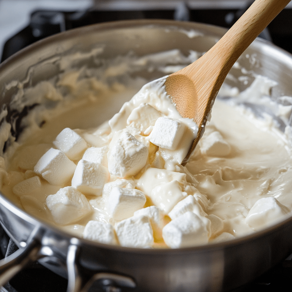 melting-marshmallows-easter-treats Melting marshmallows and butter for rice krispie treats