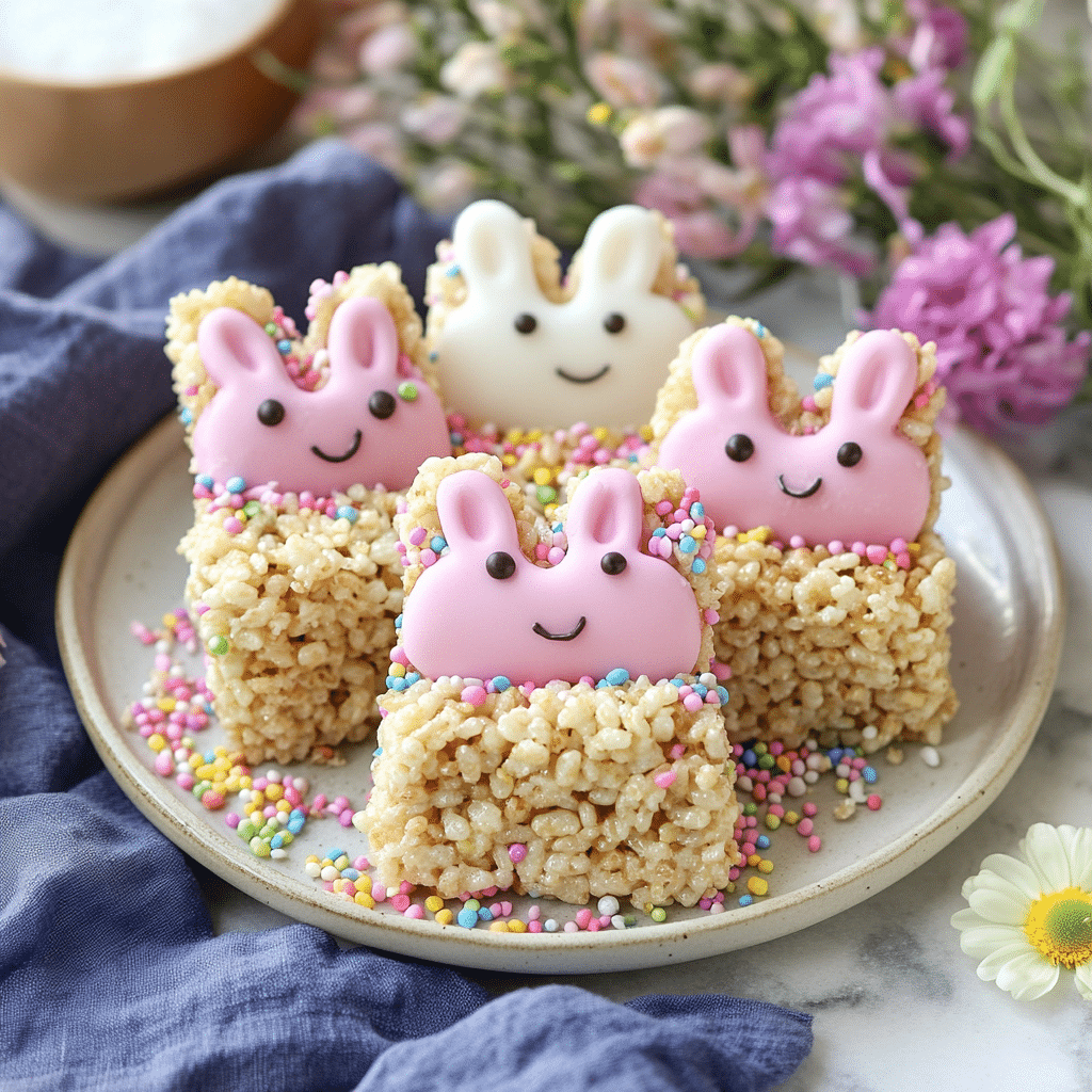 peep-rice-crispy-treats-served Decorative Peep Rice Crispy Treats for Easter