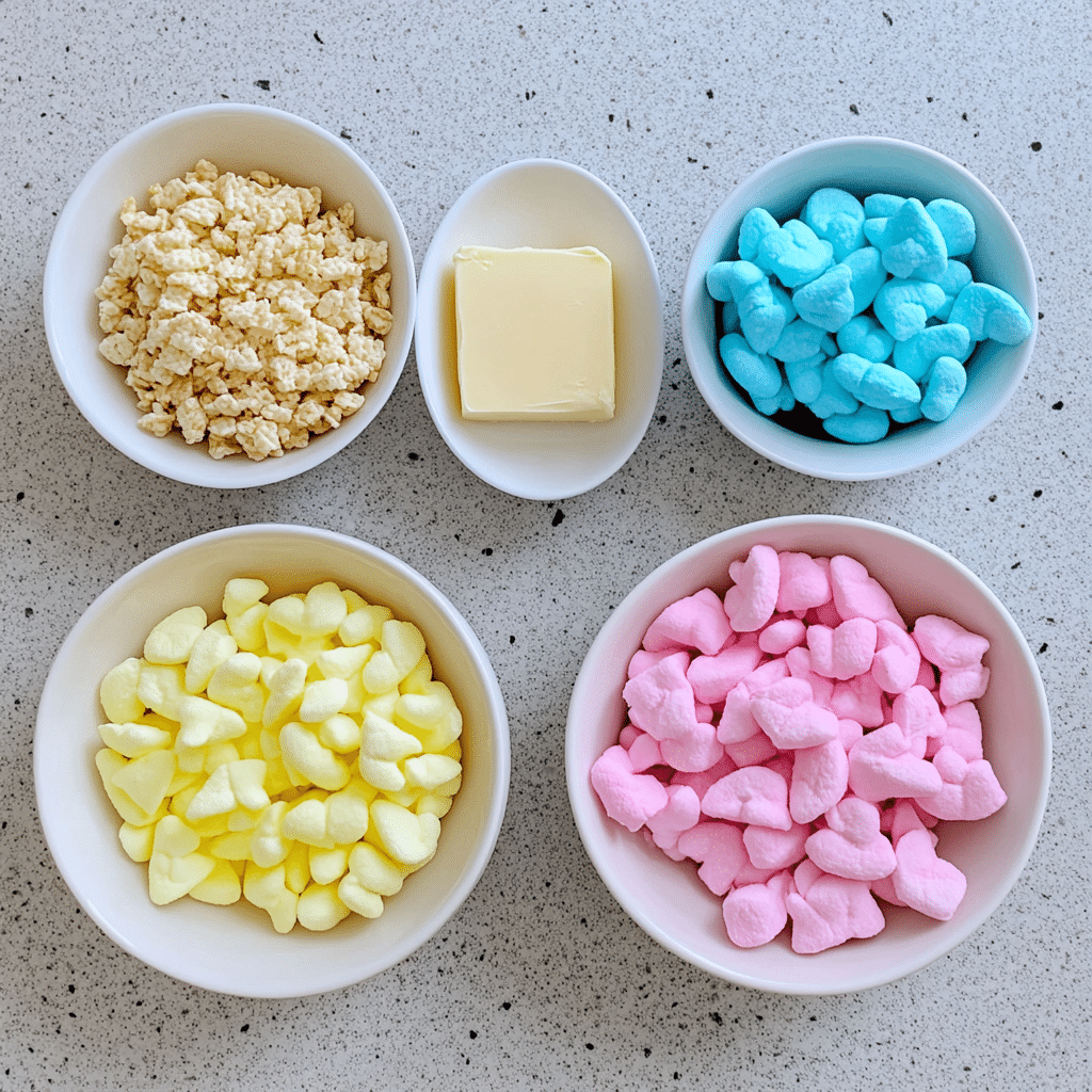 peep-rice-krispie-treat-ingredients Ingredients for peep rice krispie treat recipe