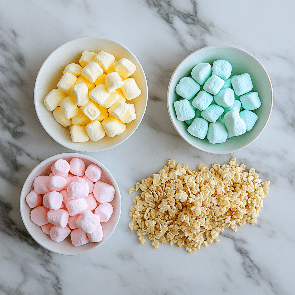 rice-crispy-treats-with-peeps-ingredients Ingredients for rice crispy treats with Peeps