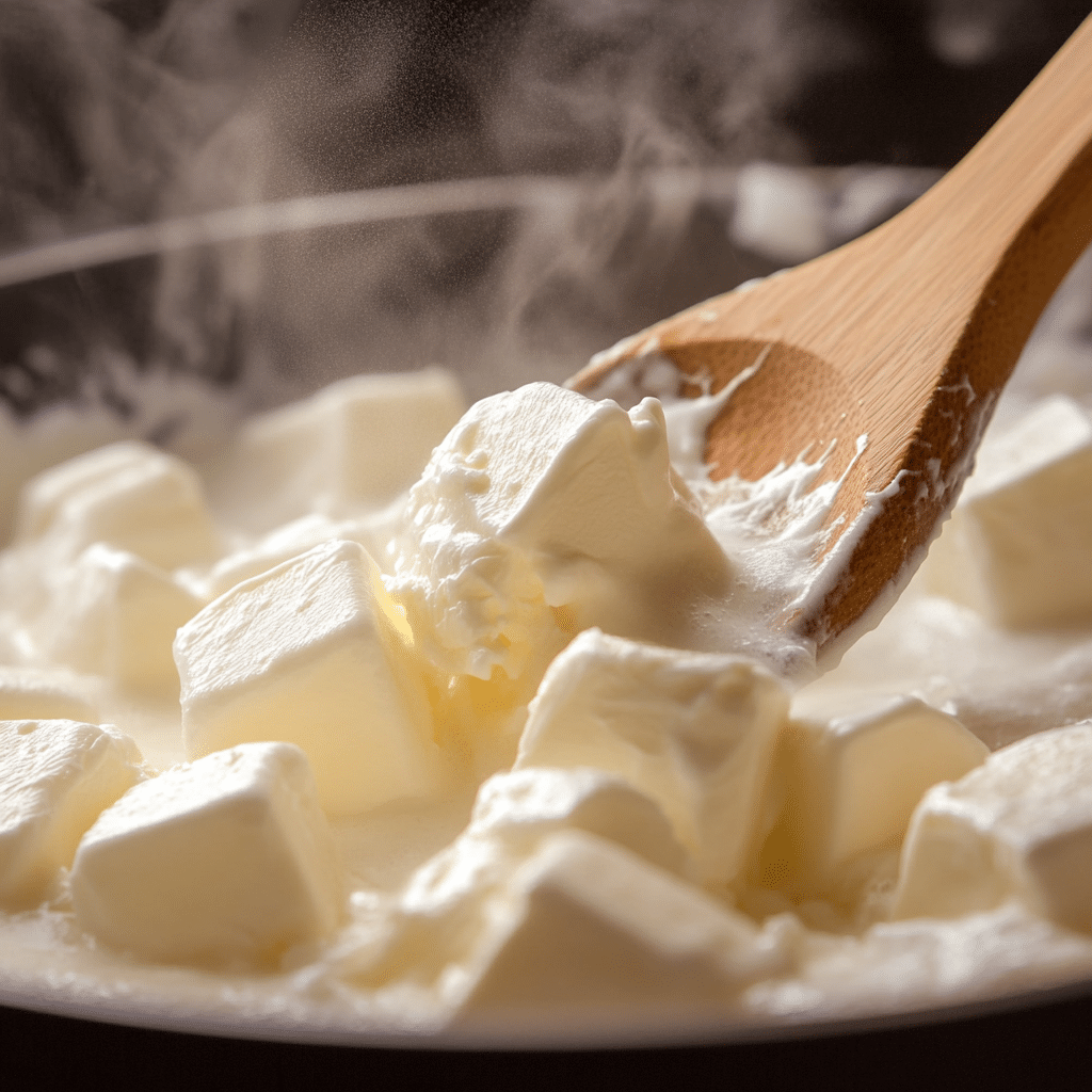 rice-krispie-melting-marshmallows Melting marshmallows for rice krispie ice cream