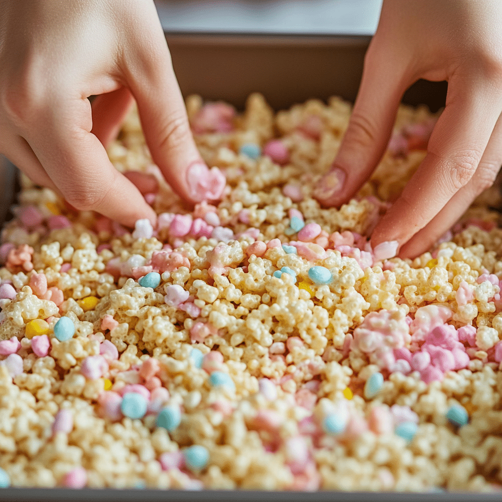 rice-krispie-treat-easter-step Making Easter rice krispie treat recipe