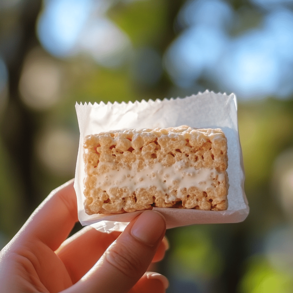 rice-krispies-ice-cream-sandwich-serving Rice krispies treats ice cream sandwich ready to eat