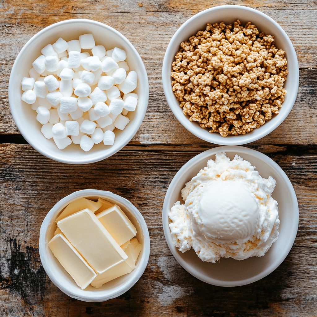 rice-krispy-treat-ice-cream-sandwich-ingredients rice krispy treat ice cream sandwich ingredients flat lay