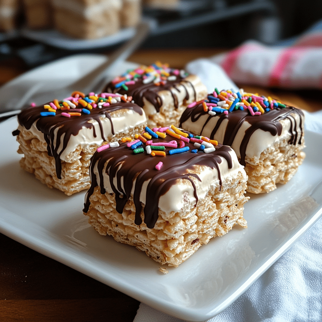 rice-krispy-treat-ice-cream-sandwich-party rice krispy treat ice cream sandwich served with toppings