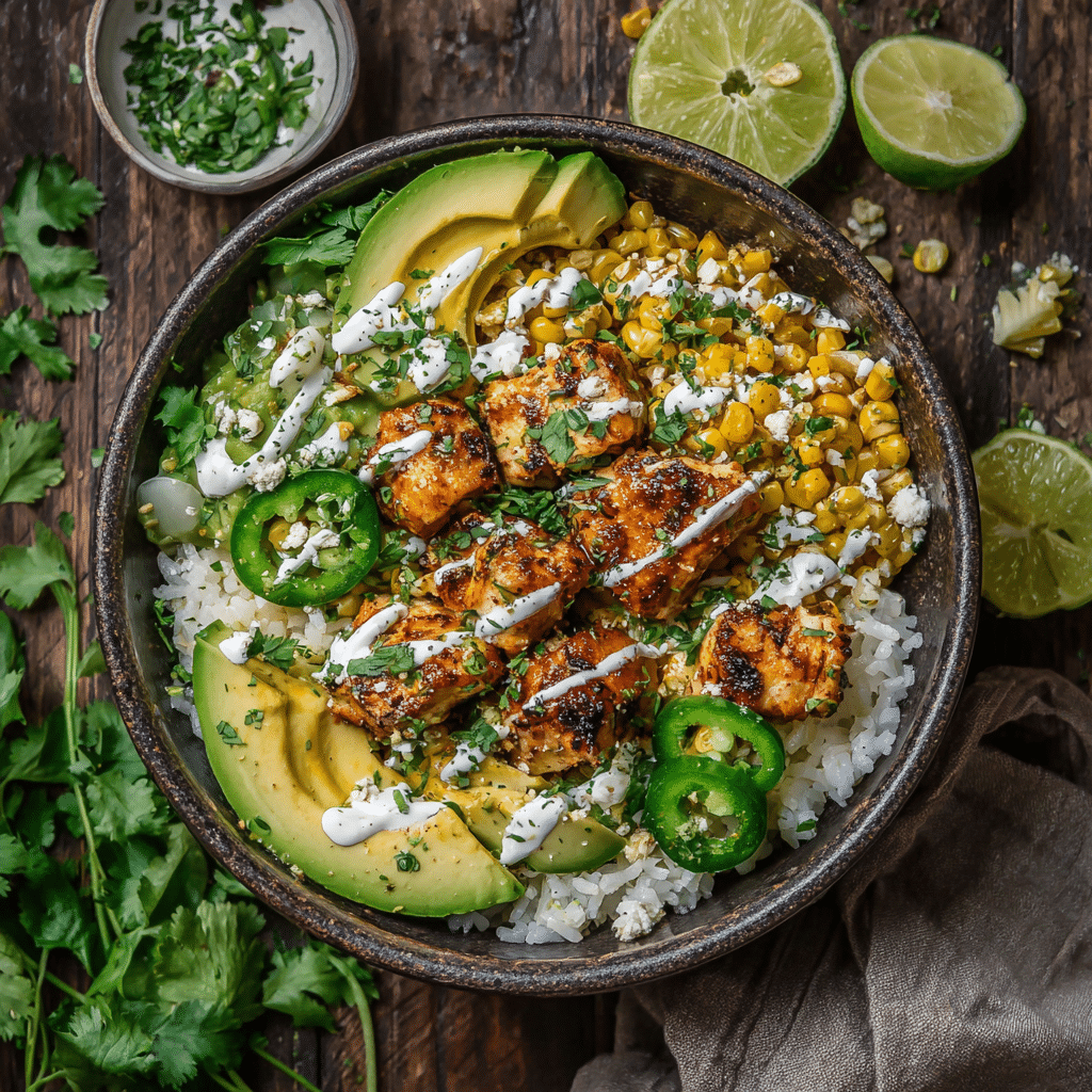 street-corn-chicken-rice-bowl-recipe-featured Street Corn Chicken Rice Bowl with grilled chicken and corn
