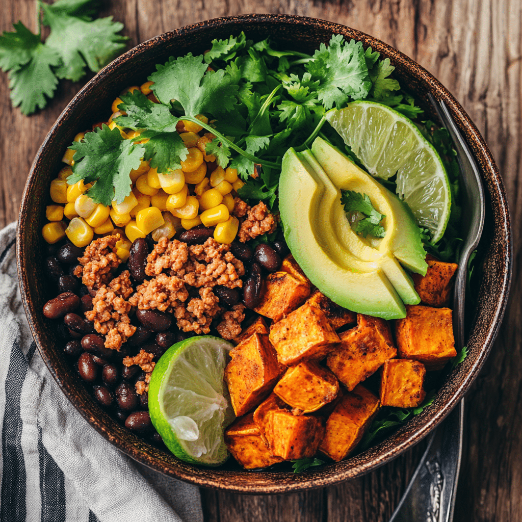 sweet-potato-taco-bowl-featured Sweet potato taco bowl with toppings