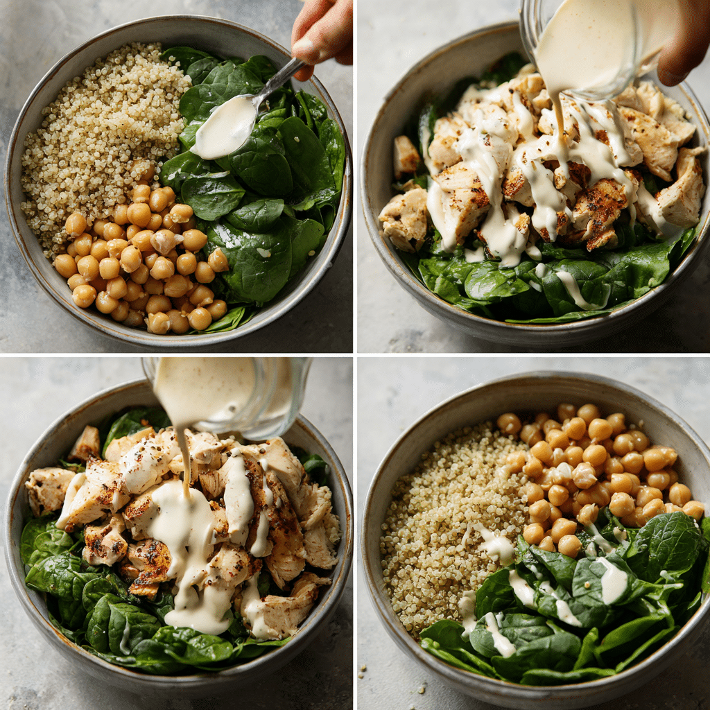 assembling-high-protein-bowl Step-by-step guide for Best High Protein Bowl Recipes