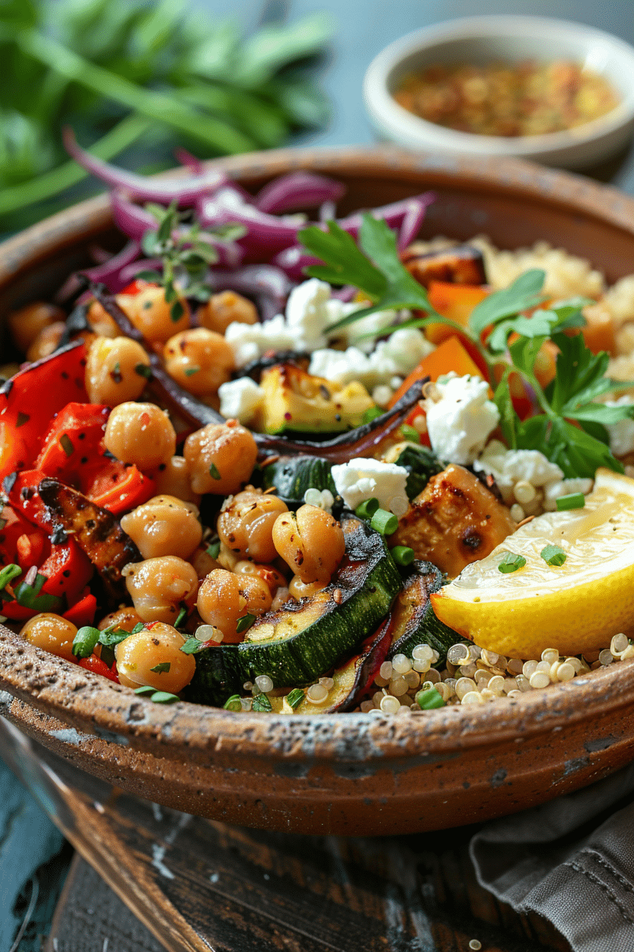 comfort-bowl-mediterranean-featured Comfort Food in a Bowl Mediterranean Power Bowl with roasted chickpeas and quinoa
