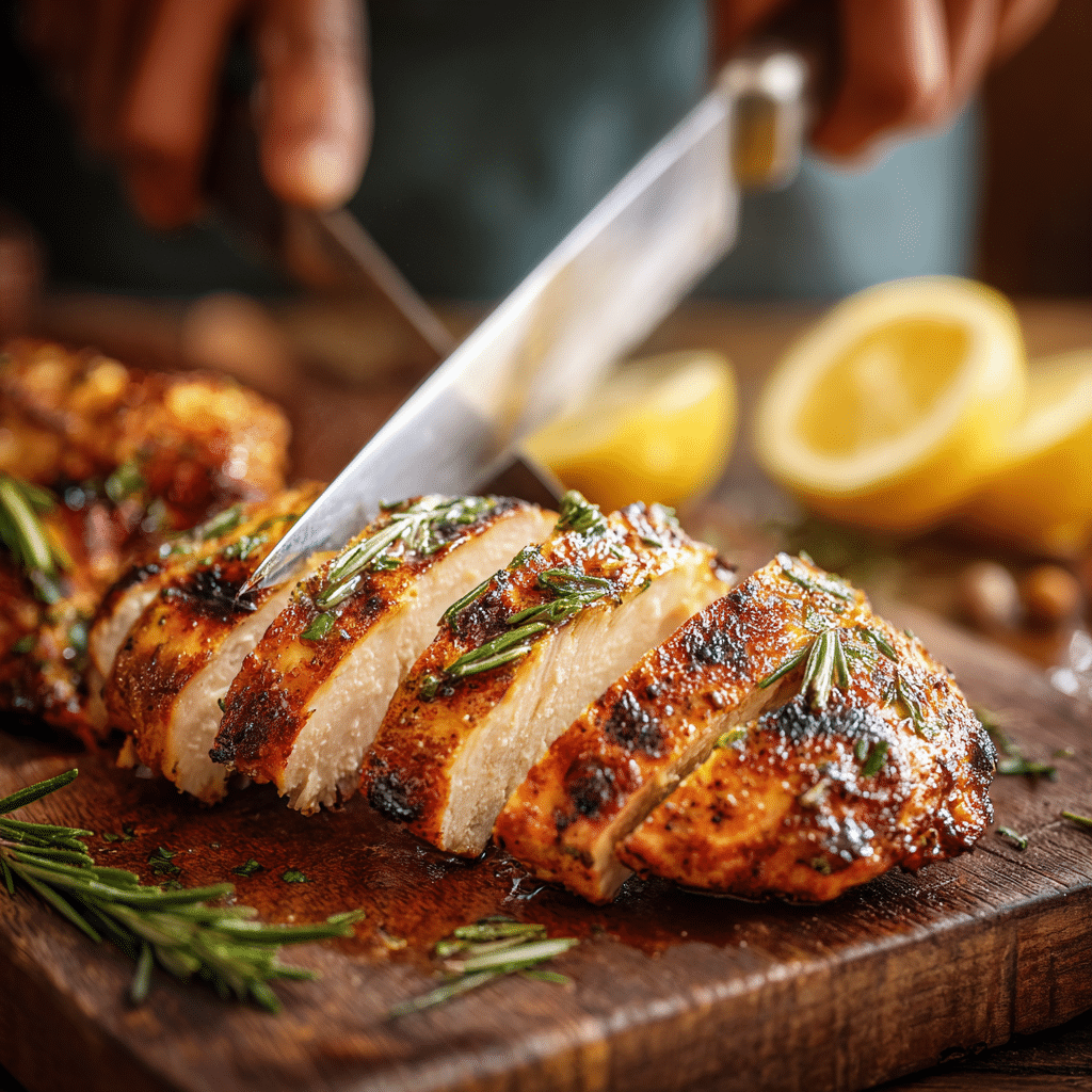 grilled-chicken-step Grilled chicken sliced for protein bowl
