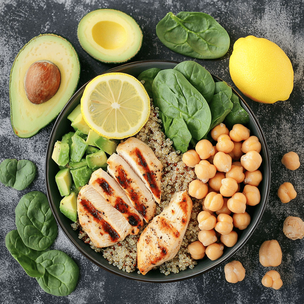 healthy-protein-bowl-ingredients Protein lunch bowl ingredients