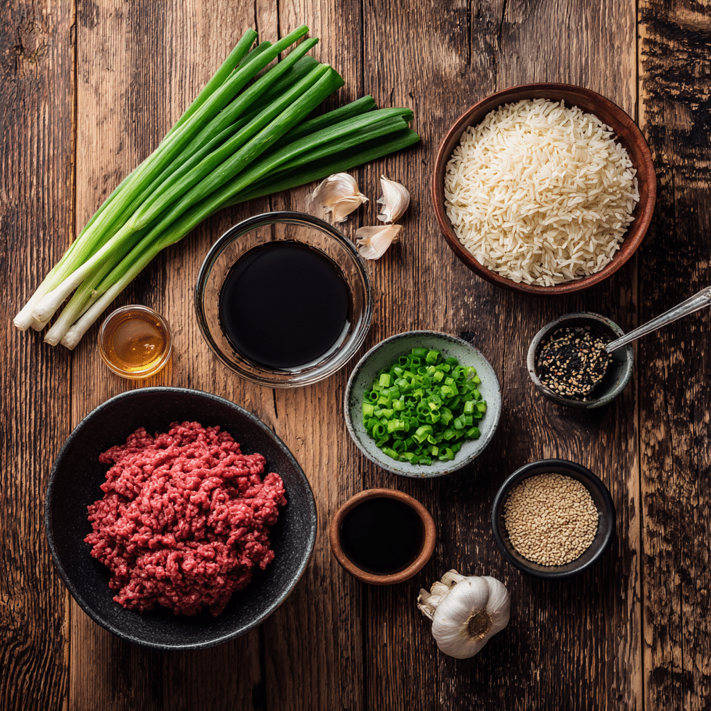 hot-honey-ground-beef-bowls-ingredients Ingredients for Hot Honey Ground Beef Bowls