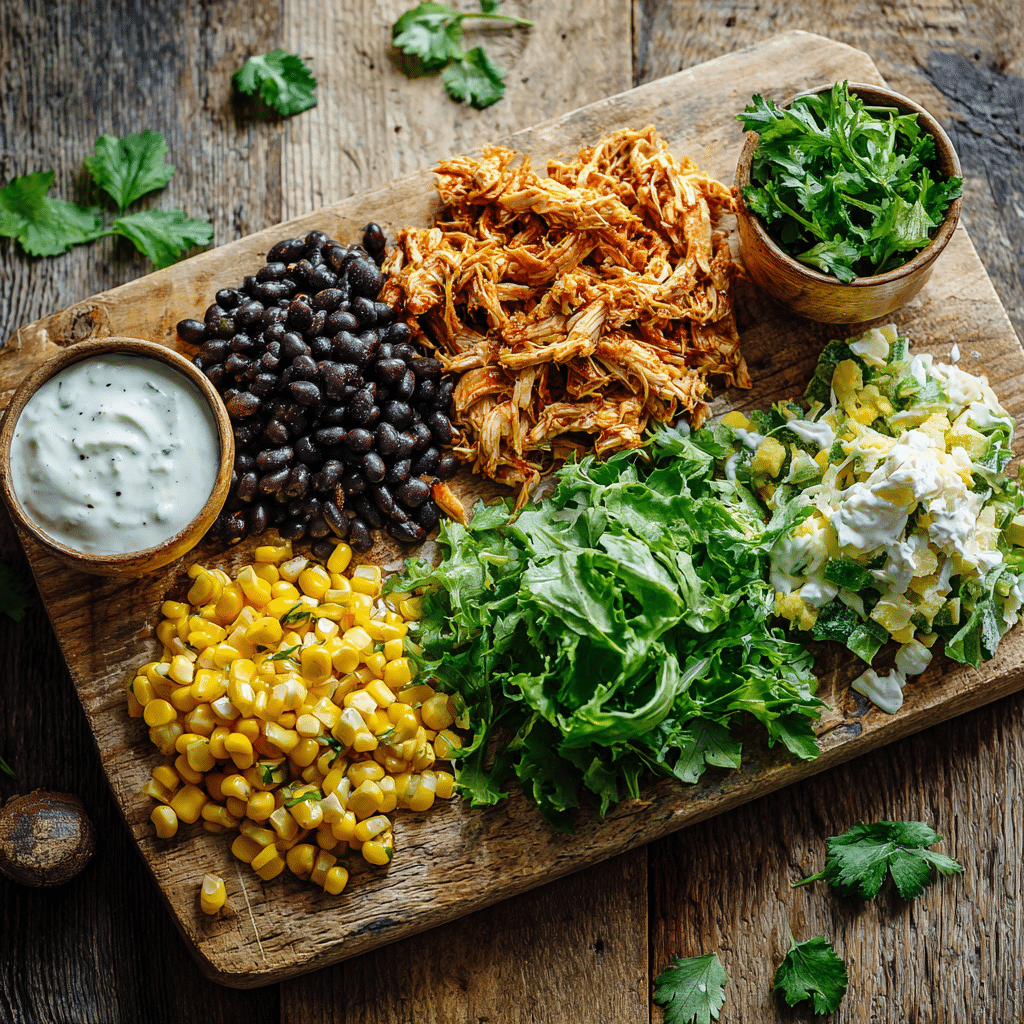 protein-bowl-rezept-ingredients Ingredients for Protein Bowl Rezept with BBQ chicken and veggies