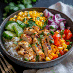 Street Corn Chicken Rice Bowl: A Flavorful, Easy Weeknight Dinner 2 Served bowl of street corn chicken rice with toppings