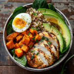 🥗 Fitness Bowls – Fresh, Flavorful Fuel for Your Day 2 Fitness bowl with chicken, quinoa, avocado, egg, and greens