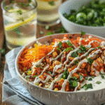 High Protein BBQ Chicken Ranch Bowl Bold Flavor, Big Nutrition 2 Served BBQ Chicken Ranch Bowl with creamy ranch drizzle and avocado on top