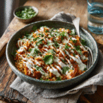 Protein Bowl Rezept: High Protein BBQ Chicken Ranch Bowl 🍗🥗 2 Served Protein Bowl Rezept with toppings and ranch drizzle
