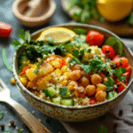 Vegetarian-Friendly Bowls: Comfort & Protein in Every Spoon 2 Served Vegetarian-Friendly Bowl with lemon wedge and herbs