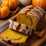 Cinnamon Bread – Cozy, Sweet, and Perfect Fall Bread 5 Cinnamon bread pumpkin loaf sliced with cinnamon swirl on rustic board