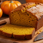 Pumpkin Loaf – Moist, Spiced & Perfect Fall Bread 5 Moist pumpkin loaf sliced on rustic board
