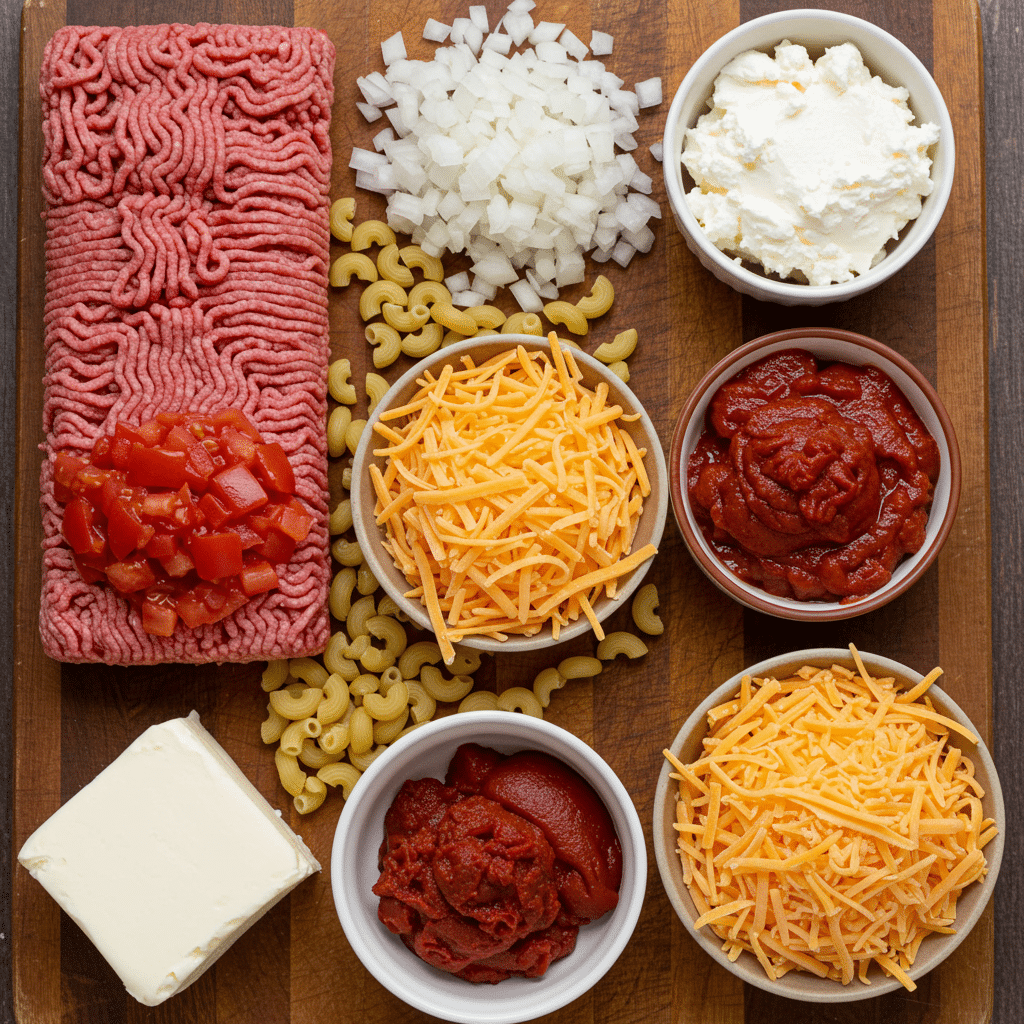 cheeseburger-casserole-ingredients (2) cheeseburger casserole ingredients 2