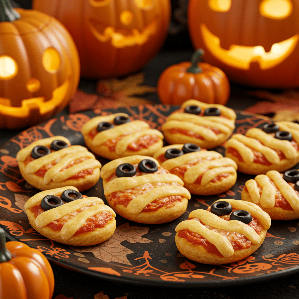 halloween-mummy-hotdogs-serving Halloween Appetizers party serving of mummy hot dogs