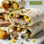 Chicken Avocado Burrito – Healthy & Flavorful Wrap for Dinner 5 Chicken avocado burrito on wooden board