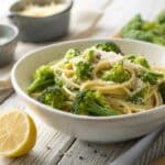 close up of a steaming bowl of easy healthy brocco