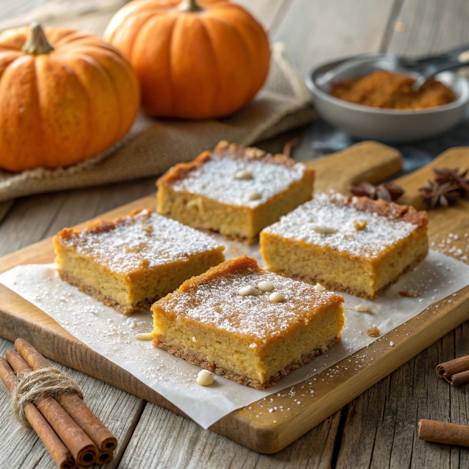 close up of delicious gluten free pumpkin pie bars