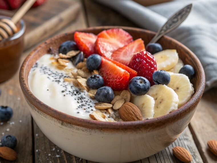 High Protein Yogurt Bowl: Nutritious Breakfast and Snack Ideas 4 close up ultra zoom of a high protein yogurt bowl edited
