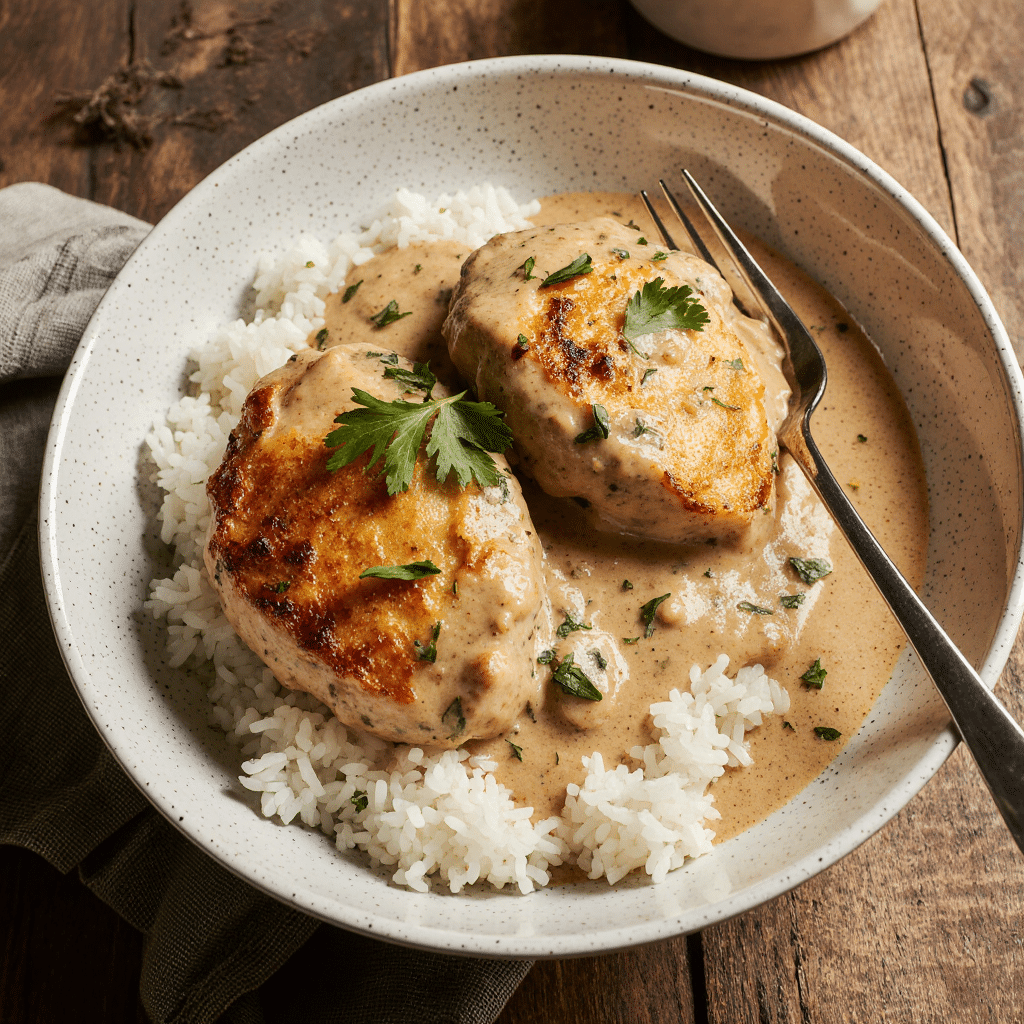Creamy Smothered Chicken and Rice 7 close
