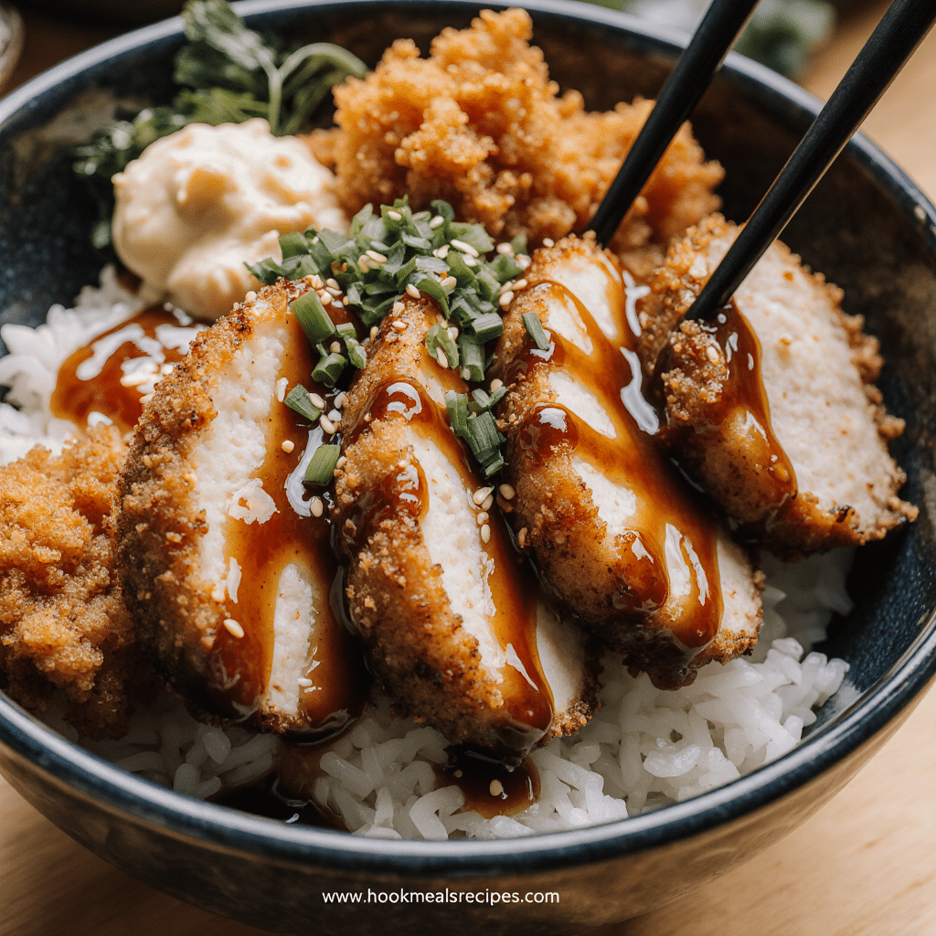 Crispy Japanese Katsu Bowls: Homemade Tonkatsu Sauce in 30 Min! 6 close up of freshly made crispy japanese katsu bowls easy 30 min recipe served in a rustic ceramic 9gdip3ukiazu1etqd7e0 0