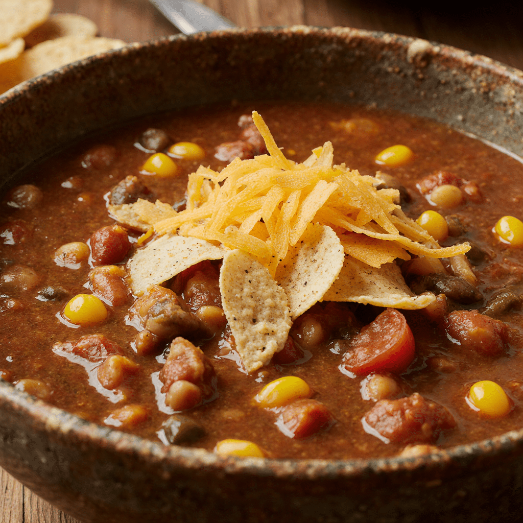 Taco Soup – Easy, Fresh & Delicious 6 close up of taco soup in a rustic bowl vibrant colors of beans corn tomatoes topped with shredded c u24asu6b8ct3hu144eae 2