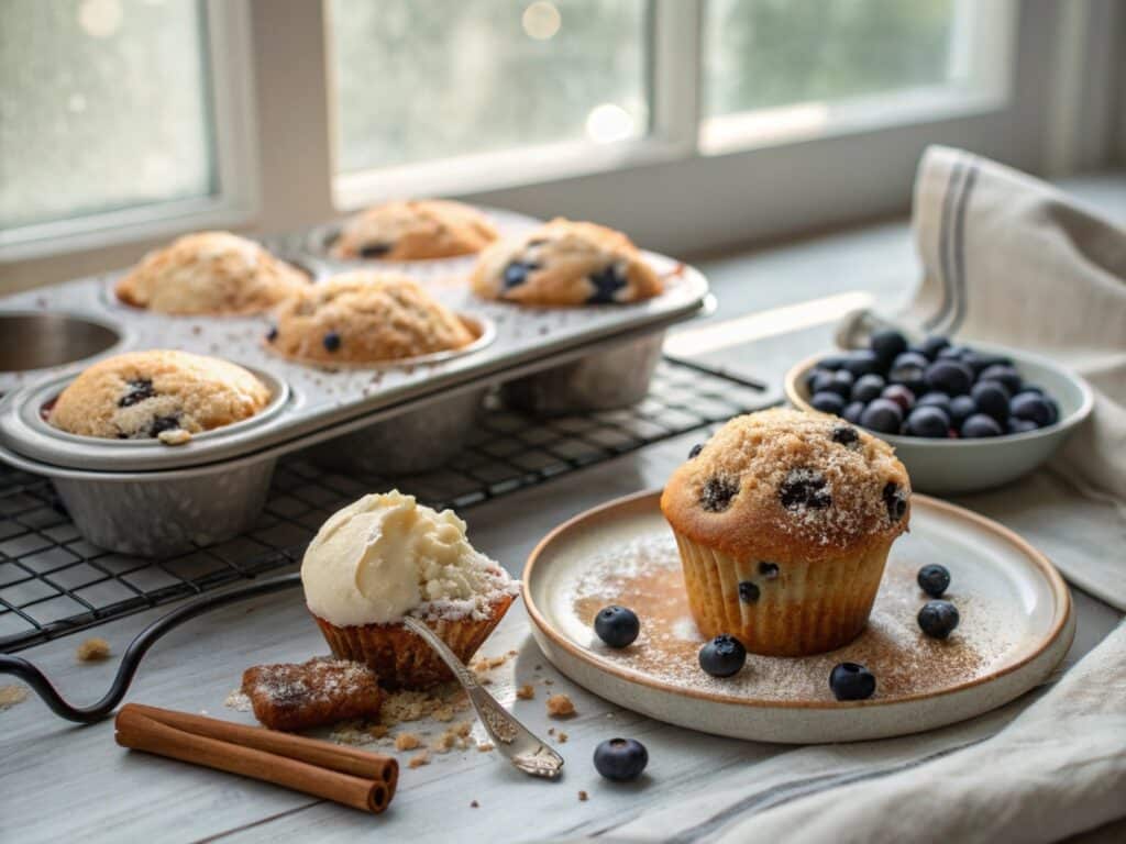 imagine bakery style blueberry muffins on a cooli