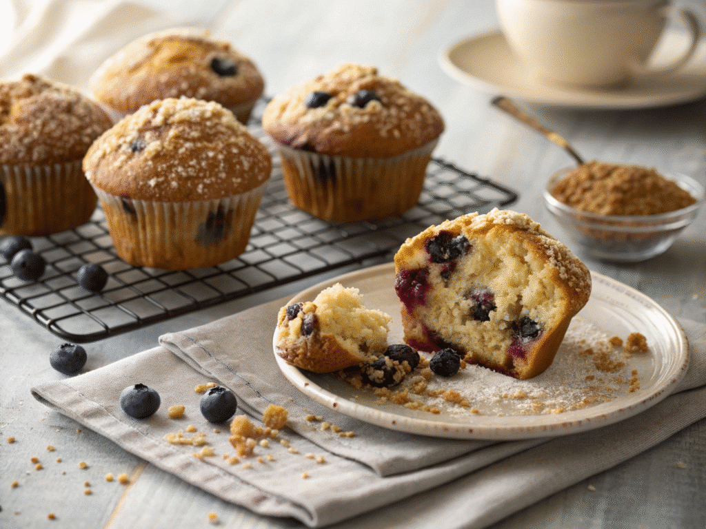 imagine bakery style blueberry muffins on a cooli