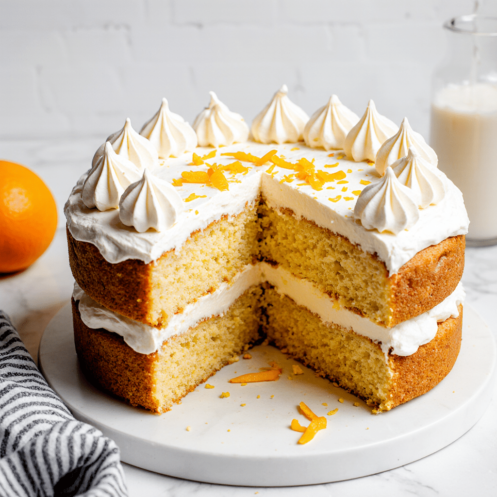 Dreamy Orange Creamsicle Cake – A Slice of Sunshine! 6 OrangeCreamsicle Cake Recipe sliced on kitchen table