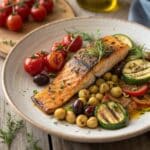 ultra zoom close up of a colorful mediterranean di