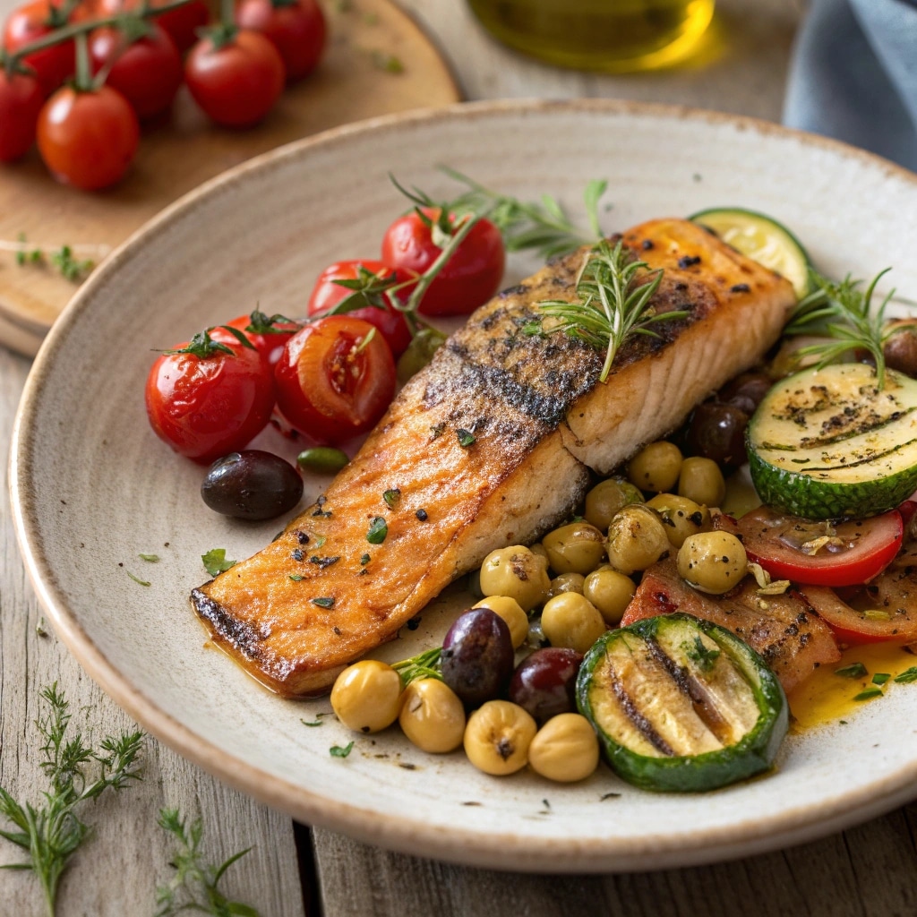 ultra zoom close up of a colorful mediterranean di