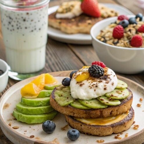 ultra zoom close up of a healthy morning breakfast 1 edited