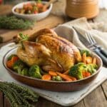 ultra zoom close up of gluten free roasted chicken