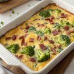 broccoli cheddar egg bake with turkey bacon is a h