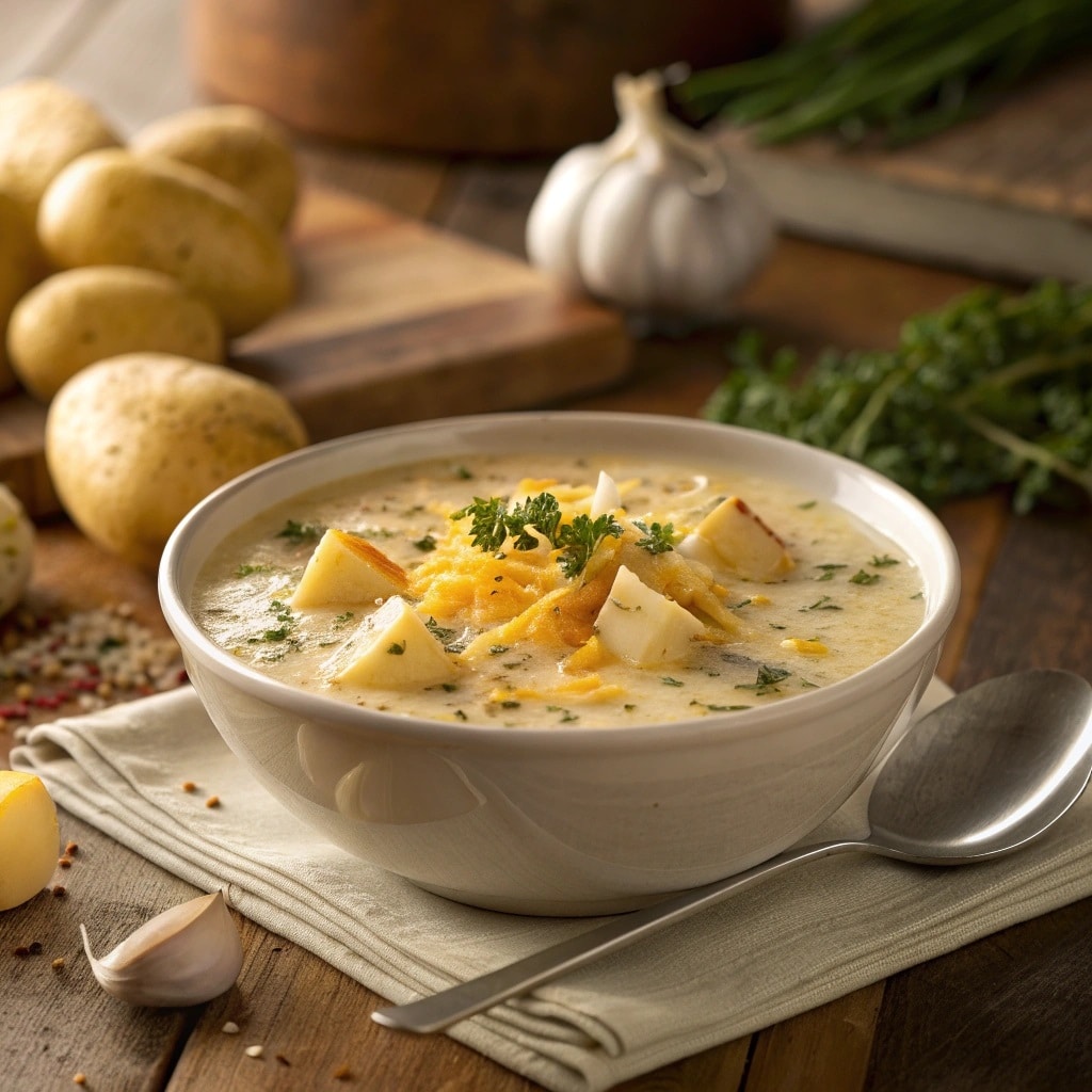 Hearty Cheddar Garlic Herb Potato Soup Recipe 7 hearty cheddar garlic herb potato soup recipe hear