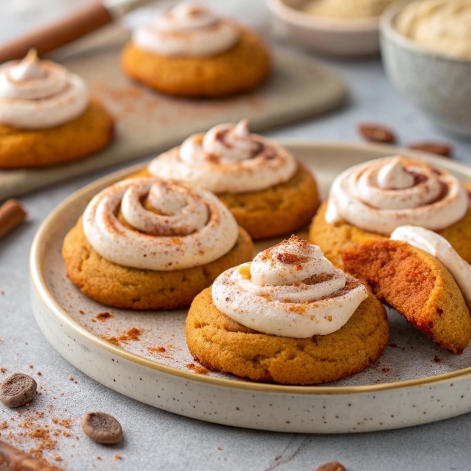 soft pumpkin cookies with cinnamon frosting 1 1