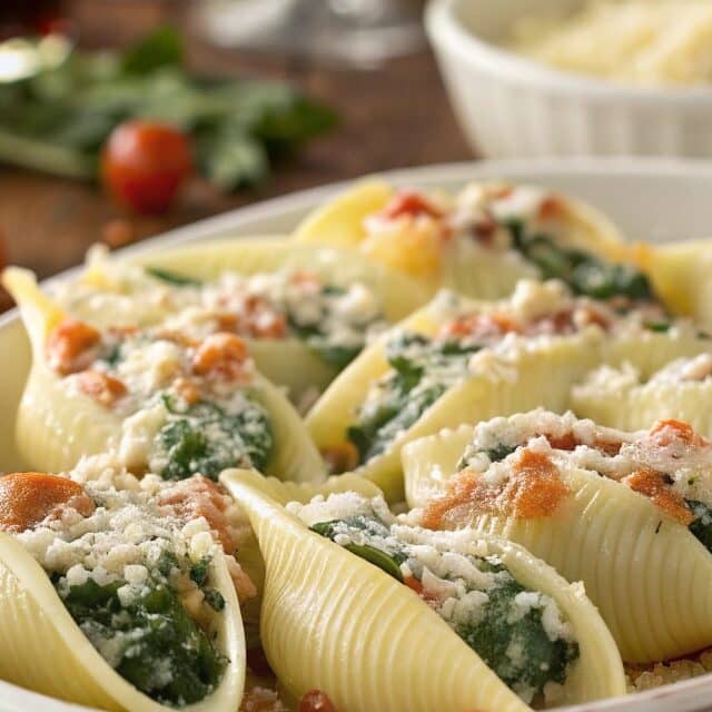 Spinach and Ricotta Stuffed Shells 6 spinach and ricotta stuffed shells are a perfect b edited