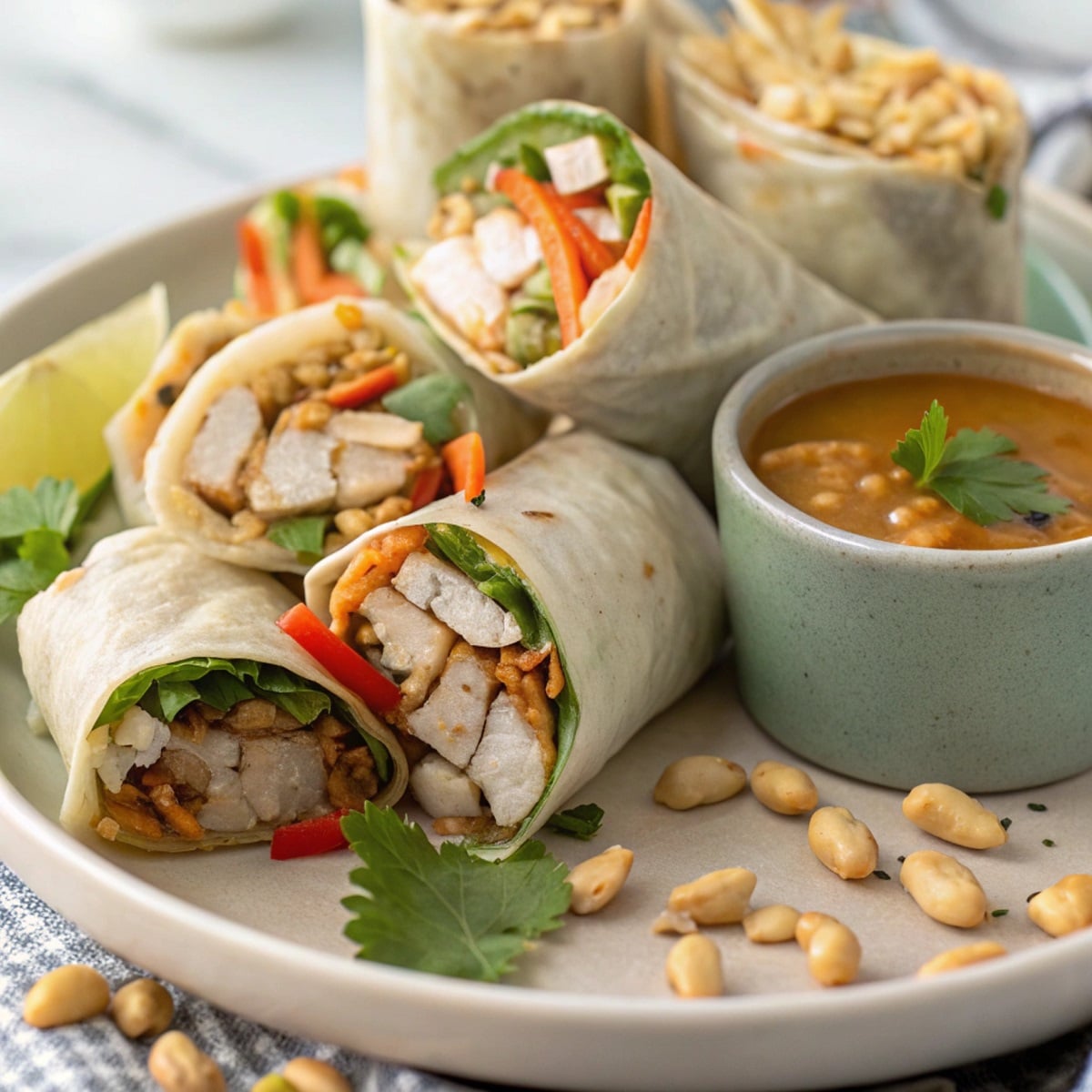 thai peanut chicken wraps