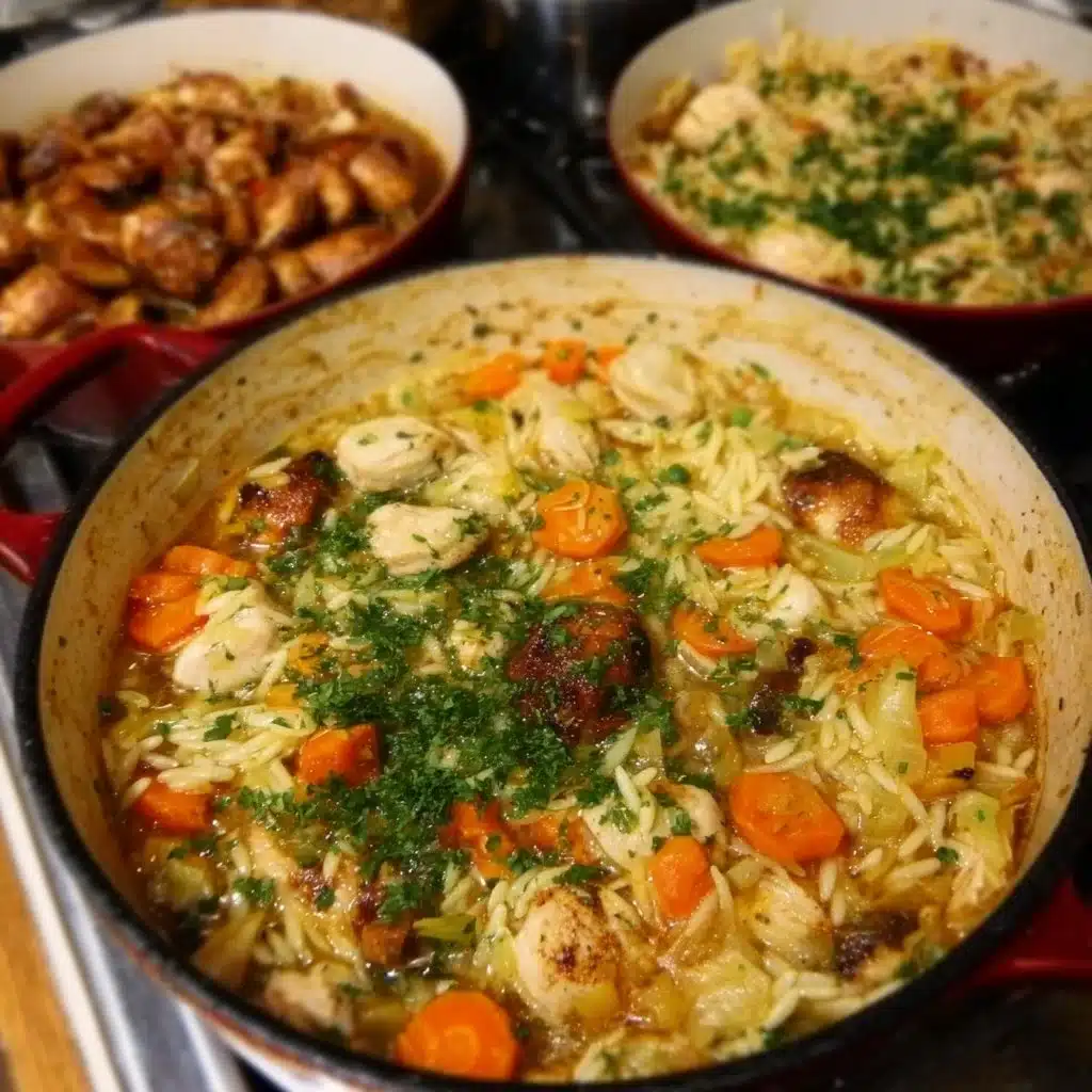 Easy One-Pot Dinners 6 Delicious one-pot dinners showcased on a dinner table, ideal for easy meal prep.